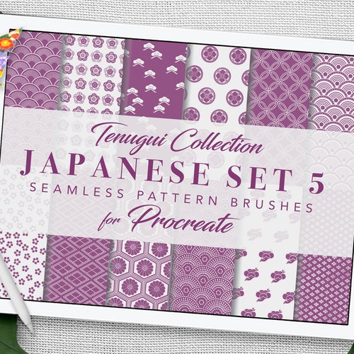 Procreate Seamless Pattern Brushes Japanese Motifs Set Two Etsy