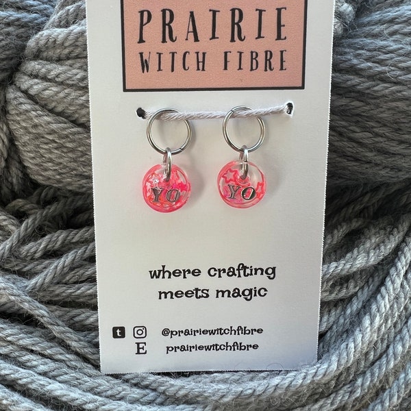 Stitch Markers for Knitting - Yarn Over (YO)- Beautifully Handcrafted Resin Charms!