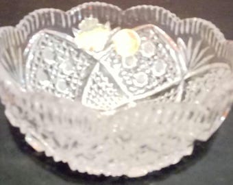Vintage Bleikristall 24% Clear Cut Genuine Lead Crystal Made In Germany Fruit / Nut Bowl