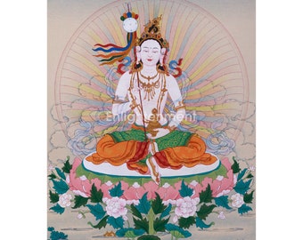 Mandarva Thangka, Consort of Padmasambhava, Dakini Art for Meditation, Handpainted thangka on Cotton canvas, Accurate Iconography Thangka
