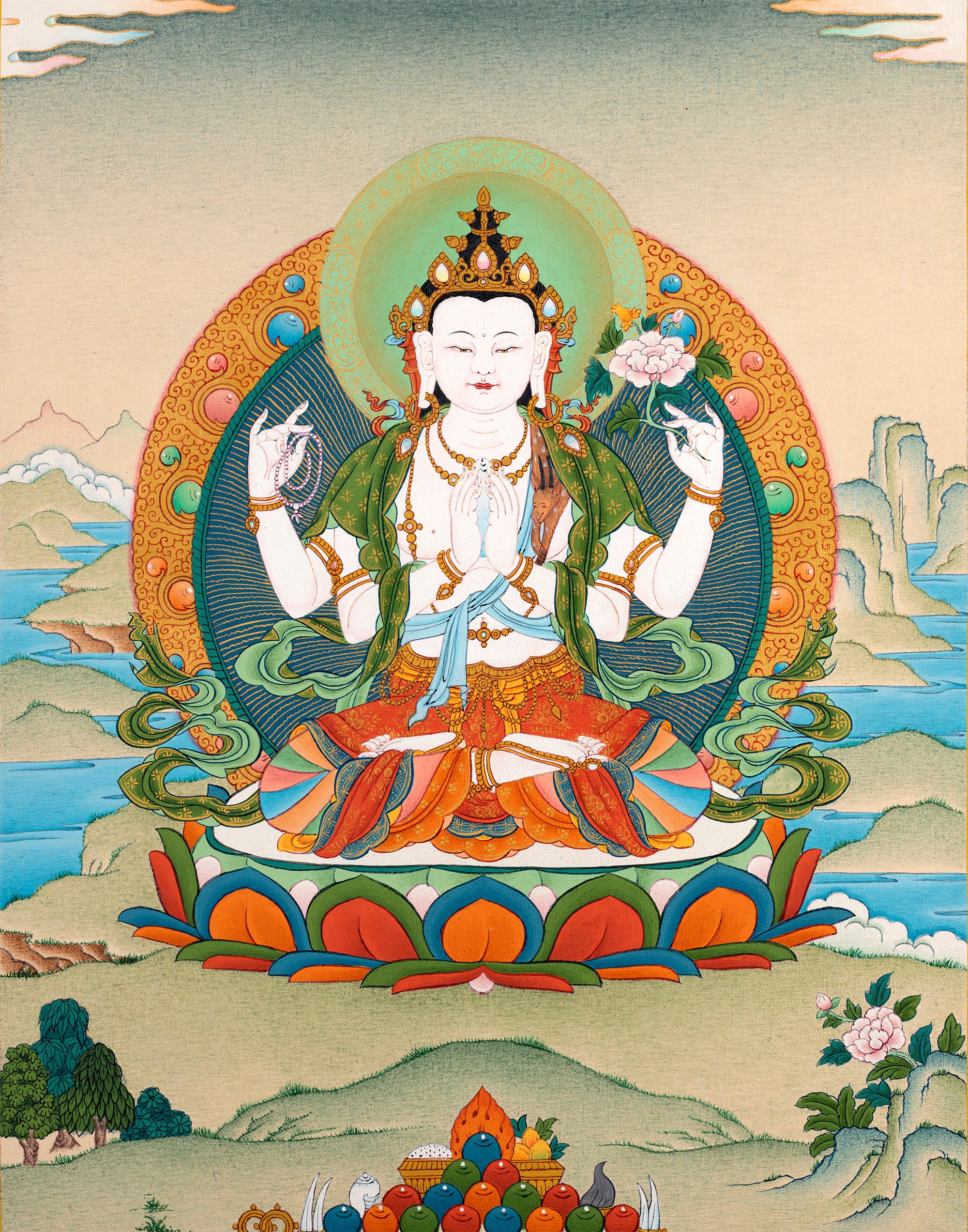 Avalokiteshvara Bodhisattva Thangka Tibetan Himalayan | Etsy