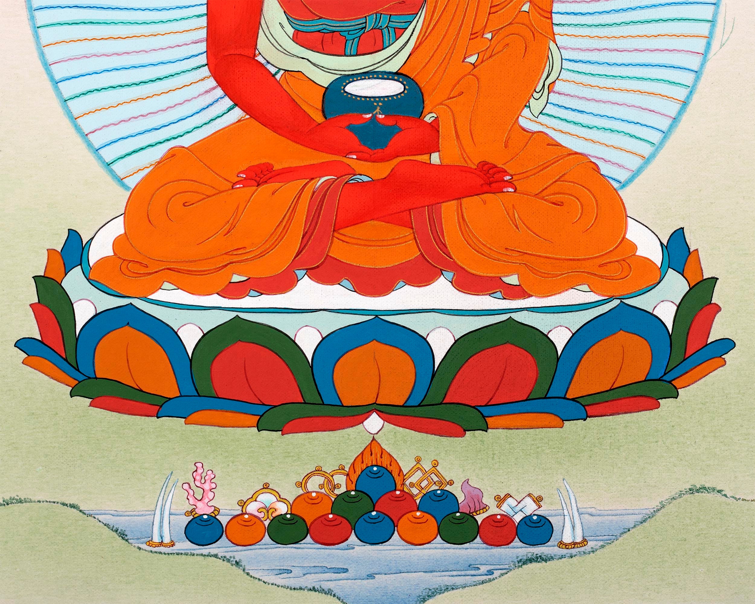 Amitabha Buddha Thangka Tibetan Buddhist Painting Etsy