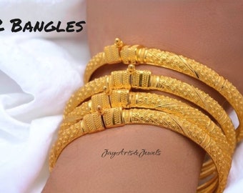 24k Gold plated Dubai Indian Bangle bracelet, Ethnic African Arabic jewelry, Gold kada bangles gold khangan, real gold imitation Indian gold