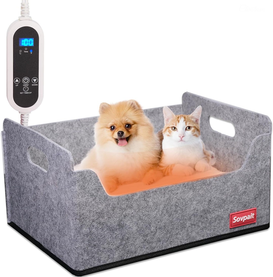 Heated Cat Beds for Indoor Cats Heated Pet Beds for Indoor Cats and Small Dogs,with Multi