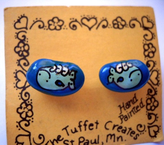 Whale stud earrings The Tuffet Creates Hand Paint… - image 2