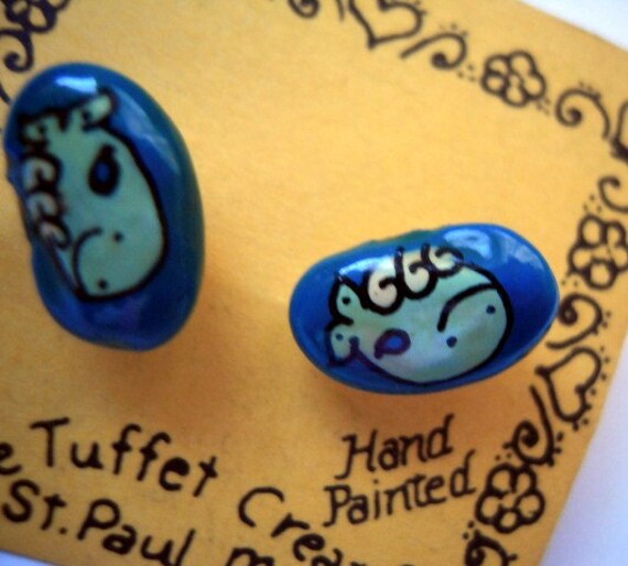 Whale stud earrings The Tuffet Creates Hand Paint… - image 3