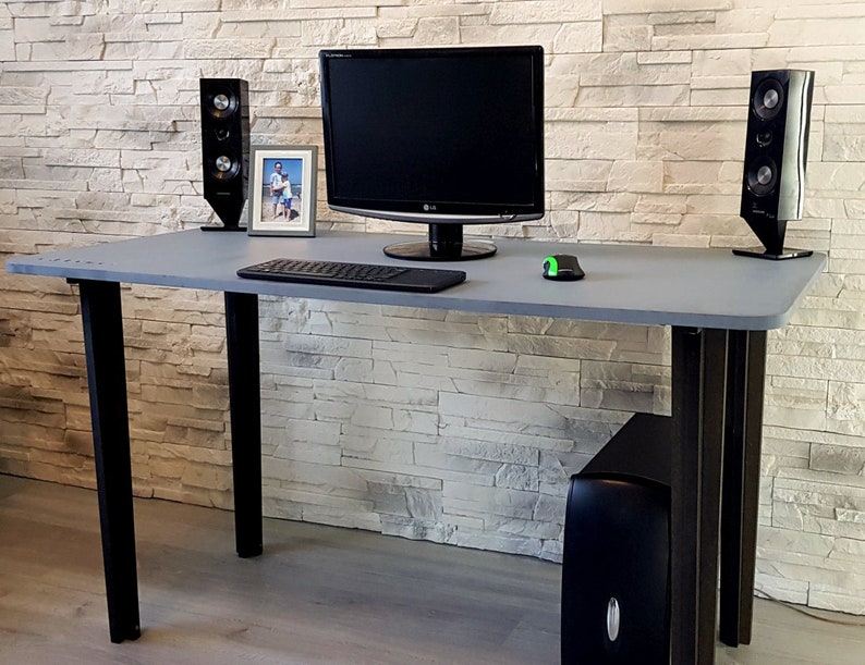 Black Grey White PC Desk Gaming desk Atturo Basic stylish Etsy
