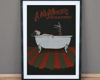 A Nightmare on Elm Street - Impressão de arte de filme minimalista - Pôster - Arte de parede