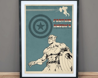 Capitan America - Stampa artistica di film minimalista - Poster - Arte della parete