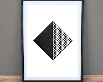 Black Triangle Square - Geometric Abstract Art Print