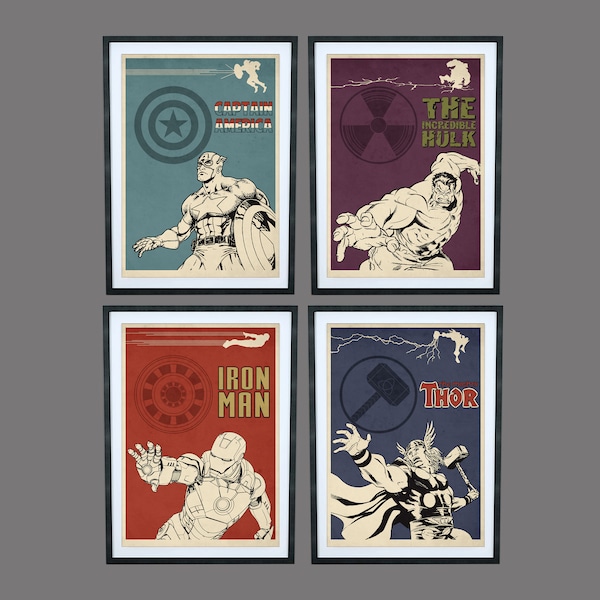 Avengers 4 Posters Deal - Minimalist Movie Poster Set, Alternative Poster, Art Print Offer