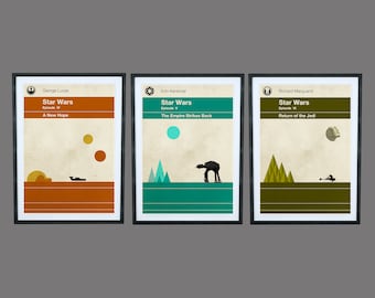 Star Wars Trilogy 3 Poster Deal - Uma Nova Esperança - O Império Contra-Ataca - O Retorno dos Jedi - Impressão de Arte de Filme Minimalista - Pôster - Arte de Parede