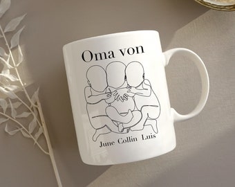 Oma von Drillingen Tasse personalisiert: Überraschen Sie die glückliche Oma mit dieser süßen Tasse | Oma | Drillinge | Geschenk | Muttertag