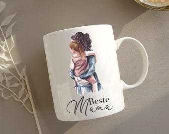 Geschenk Tasse Mama mit Tochter bunt  | Muttertag Geschenk