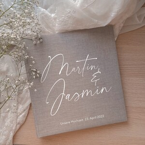 Fotoalbum Hochzeit geschenk personalisiert Grau / Beige Hochzeitserinnerungen Bild 5