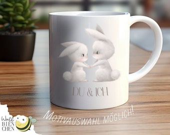 Ostern Tasse personalisiert Süße Hasen  - Personalisiertes Geschenk für die Beste Freundin