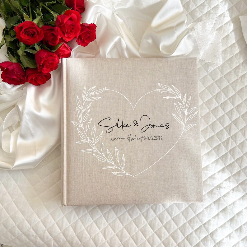 Photo album personalized wedding real linen Wedding album image 3