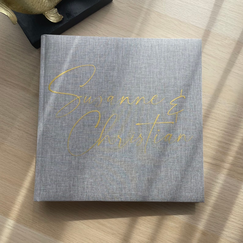 Fotoalbum Hochzeit geschenk personalisiert Grau / Beige Hochzeitserinnerungen Bild 4