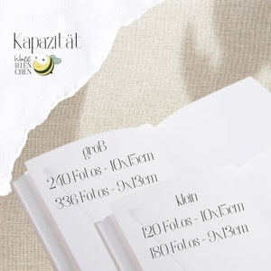 Fotoalbum personalisiert Grau / Beige Patenkind Babyalbum Kranz Weiß Bild 5