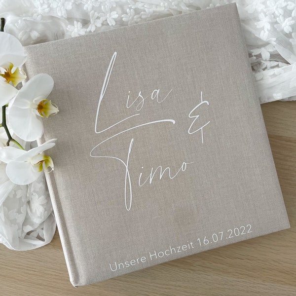 Fotoalbum Hochzeit geschenk personalisiert | Grau / Beige |  | Hochzeitserinnerungen