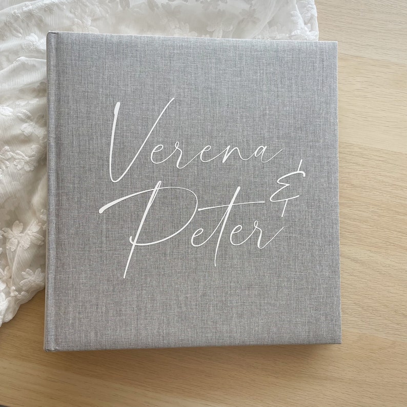 Fotoalbum Hochzeit geschenk personalisiert Grau / Beige Hochzeitserinnerungen Bild 2