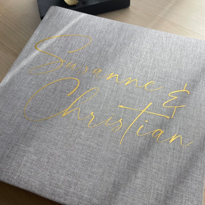 Fotoalbum Hochzeit geschenk personalisiert Grau / Beige Hochzeitserinnerungen Bild 3