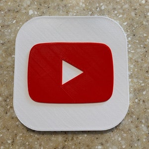 YouTube App Style 3D Printed Logo Sign (Game room, movie room, theater theatre room, shelf sign)