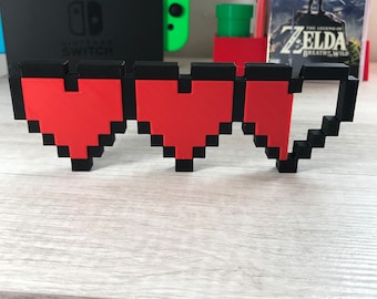 Legend of Zelda Hearts video game logo sign ~7.5in (game room, videogame, decor, gaming, gift, stocking stuffer, nintendo)
