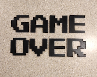 Huge! 19" x 10" Game Over video game logo wall sign decoration art