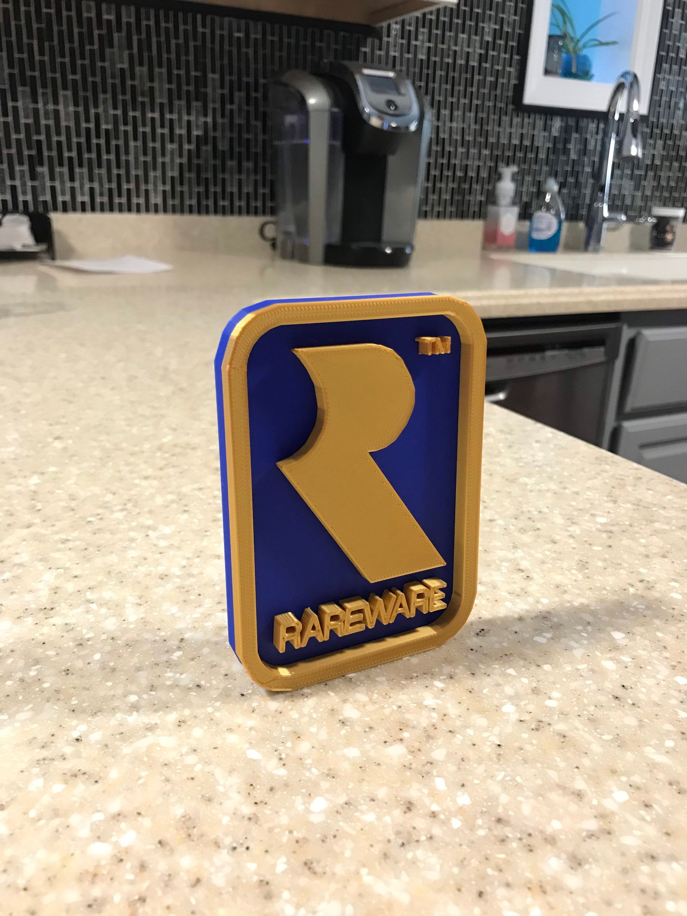 Revised* Rareware Video Game Logo Sign Decoration ~ 4.5x3in (videogame, decor, gaming, retro, gamer, stocking stuffer, game room)