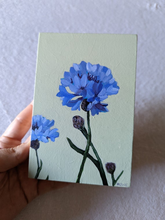 Blue Flowers Original Painting Blue Flowers Art Art Gift Etsy