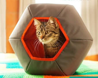 Cat Cave Cat House Indoor Cat Bed Pet Tunnel Cat Furniture Mundi Cave Cat Nap Anatomical Hexagonal