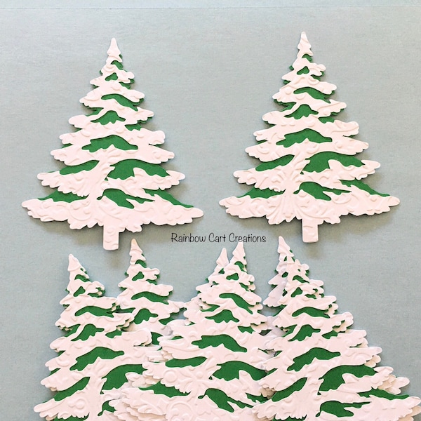 12 Christmas Snow Tree Die Cut Embellishment Scrapbook Card Topper Paper Craft #