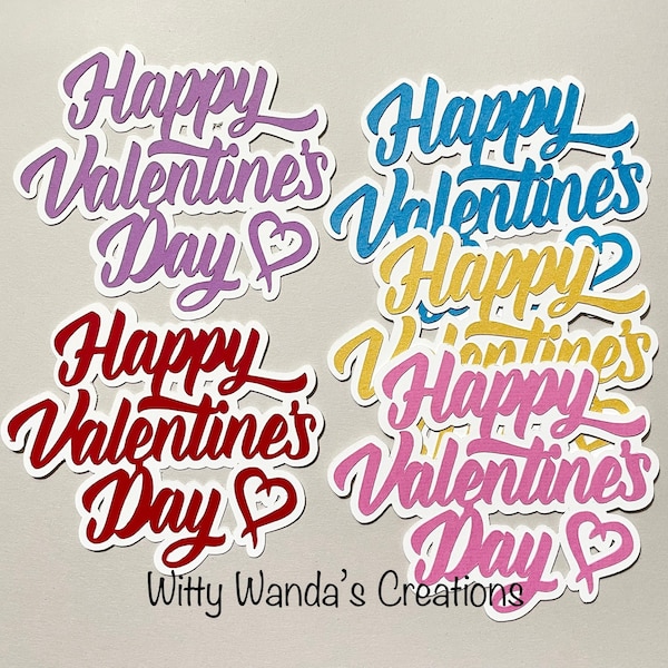 5-15 Happy Valentines Layered Sentiment PreCut Die-Cuts Embellishments Paper Piecing Card Treat Topper #918