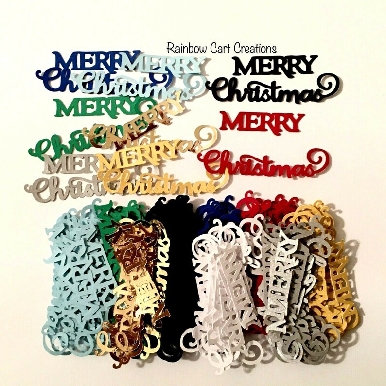 20 Merry Christmas 2 Sentiments Die Cuts Embellishments Etsy