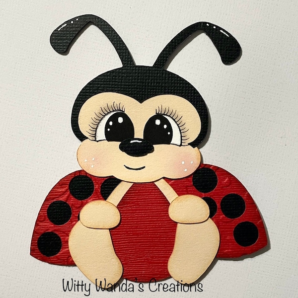Sitting Lady Bug DieCut Paper Piecing Pre-made Embellishment Scrapbook Page Card Topper #140