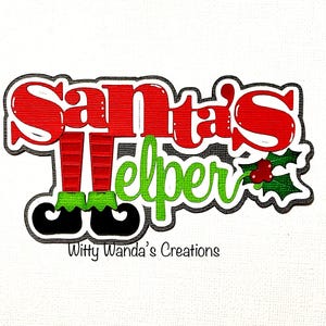 Santas Helper Title Pre-made Embellishment Paper Piecing Die-Cut Card Topper Card Christmas Scrapbook Page Layout Supplies #146
