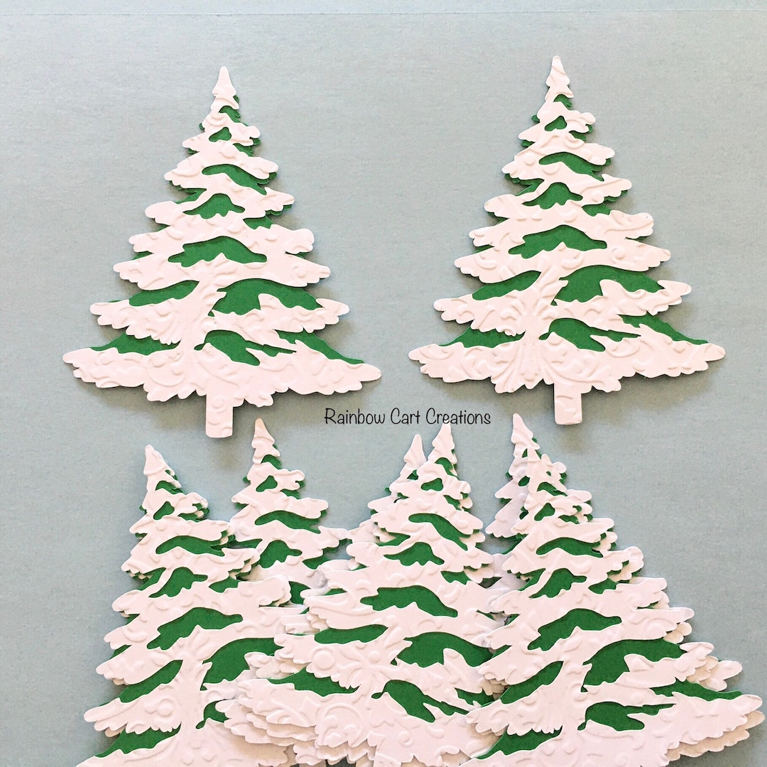 12 Christmas Snow Tree Die Cut Embellishment Scrapbook Card Topper