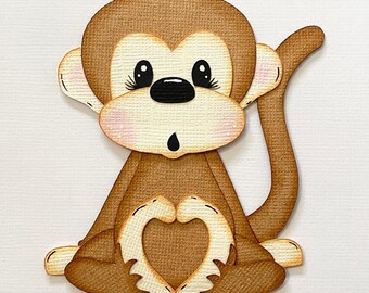 Monkey  Love Die-Cut Scrapbook Card Embellishments Premade Paper Piecing #142