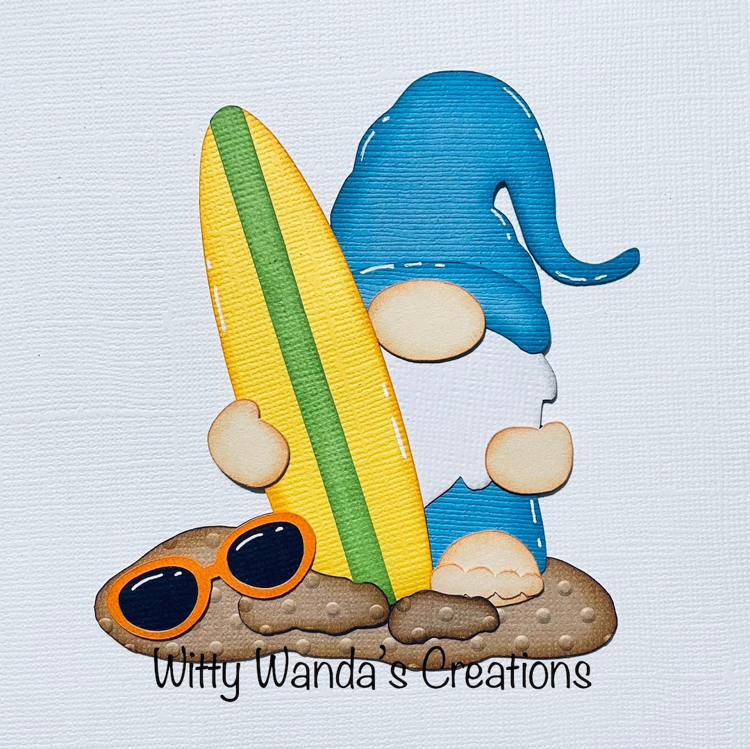 Summer Surfing Gnome Premade Die-cut Embellishment Scrapbook Paper ...