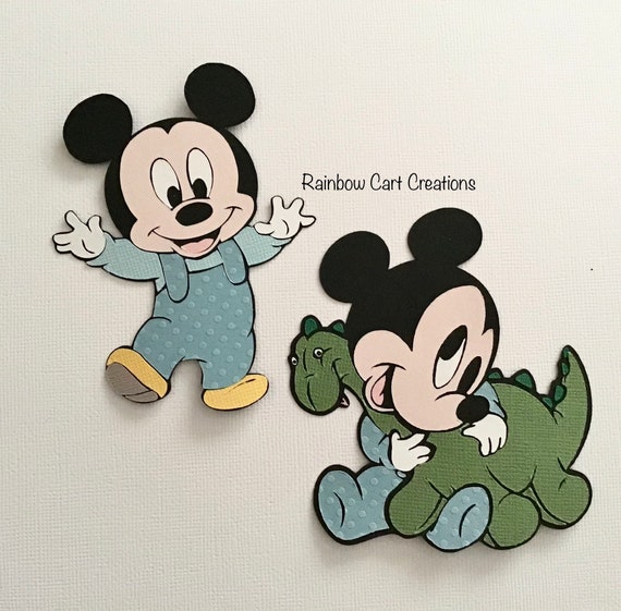 2pcs Baby Mickey Mouse Pre Made Die Cut Embellishment Walking Etsy