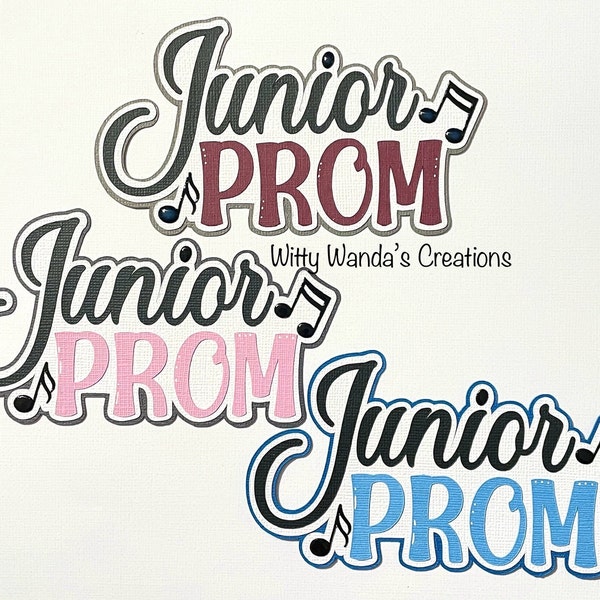 Pink Blue Junior Prom Title Music Notes Pre-Made Embellishment Paper-Piecie High School Scrapbook Page Card Topper #233