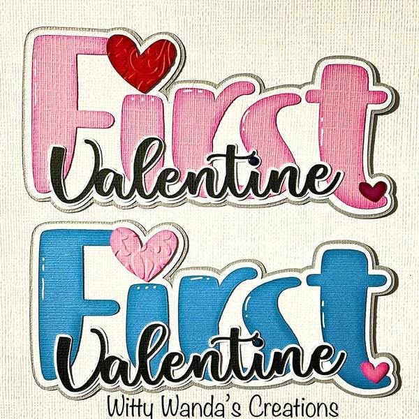 First Valentine Title Die Cut Embellishment Paper-Pieced  Boy Girl Baby Scrapbook Page Card Topper #048