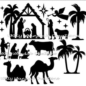 Christmas Nativity Scene Set Silhouette Die Cut Cut-out Embellishment Crafts Scrapbook #