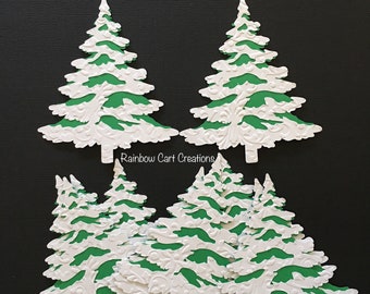 12 Snow Pine Tree #2 Pre-Made Die Cuts Embellishments Scrapbook Card Topper