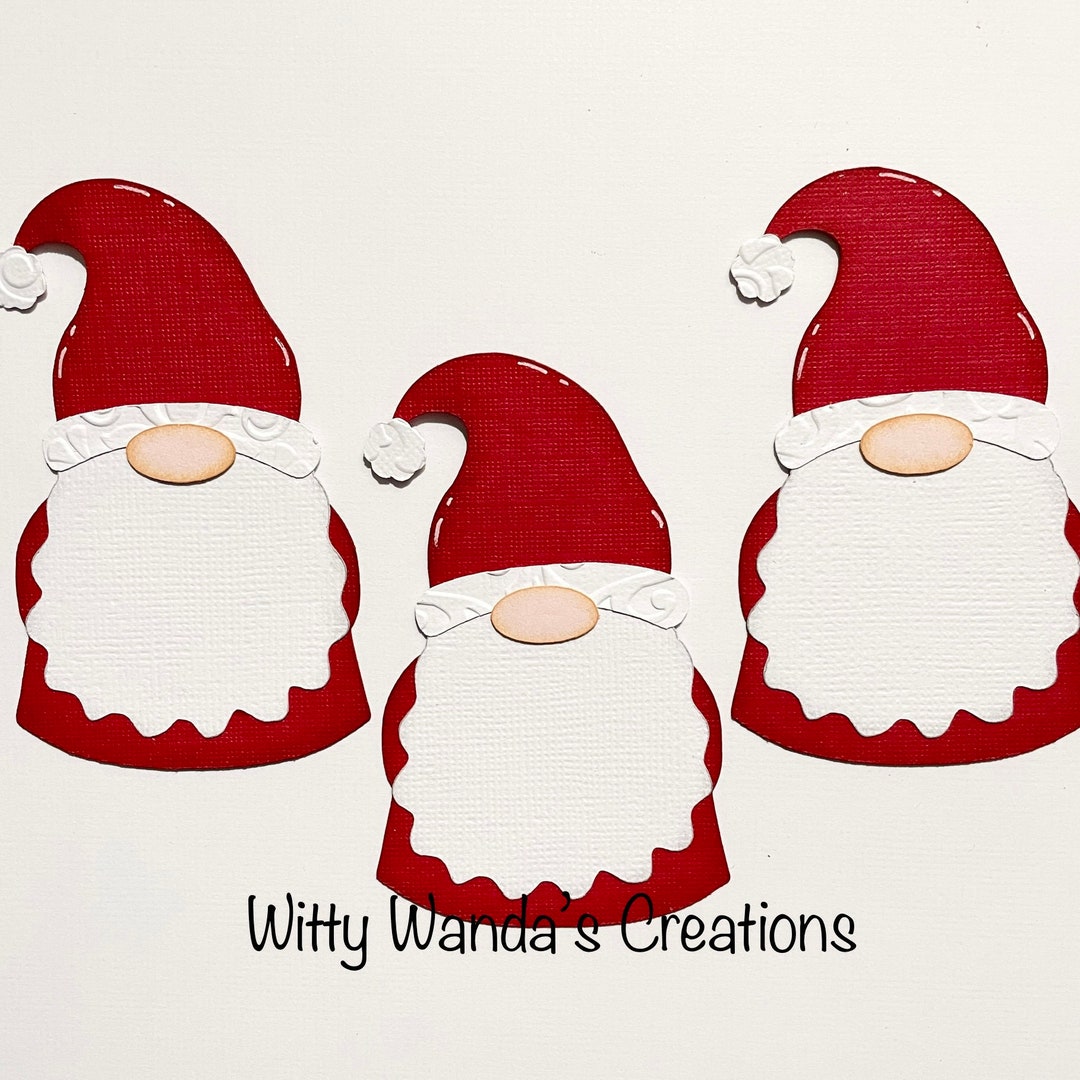 3 Simple Santa Gnome Pre-made Die Cut Embellishment Paper Piecing ...