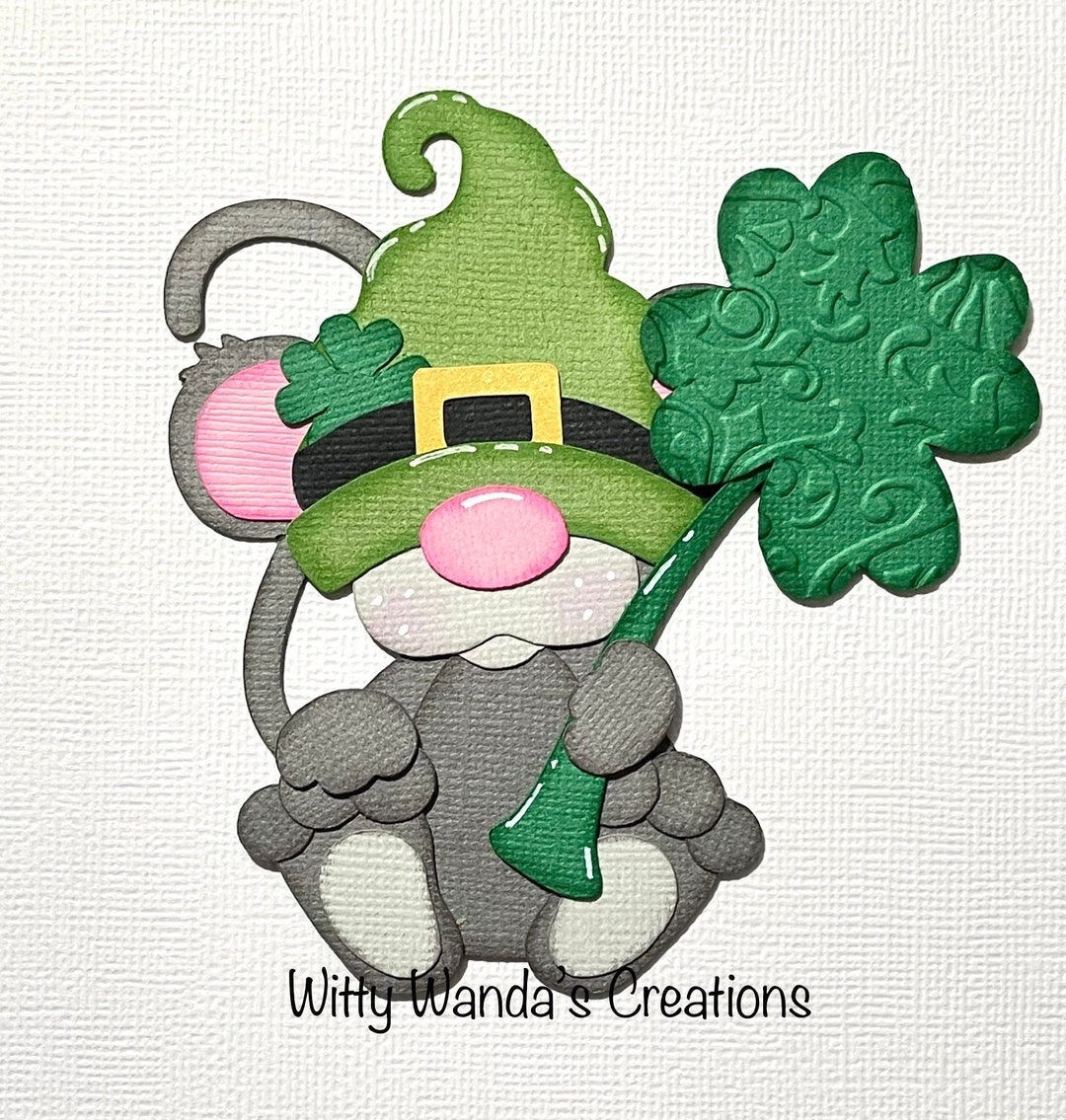 St Patrick Mouse Gnome Die Cut Embellishment Paper Piecing Pre-made ...