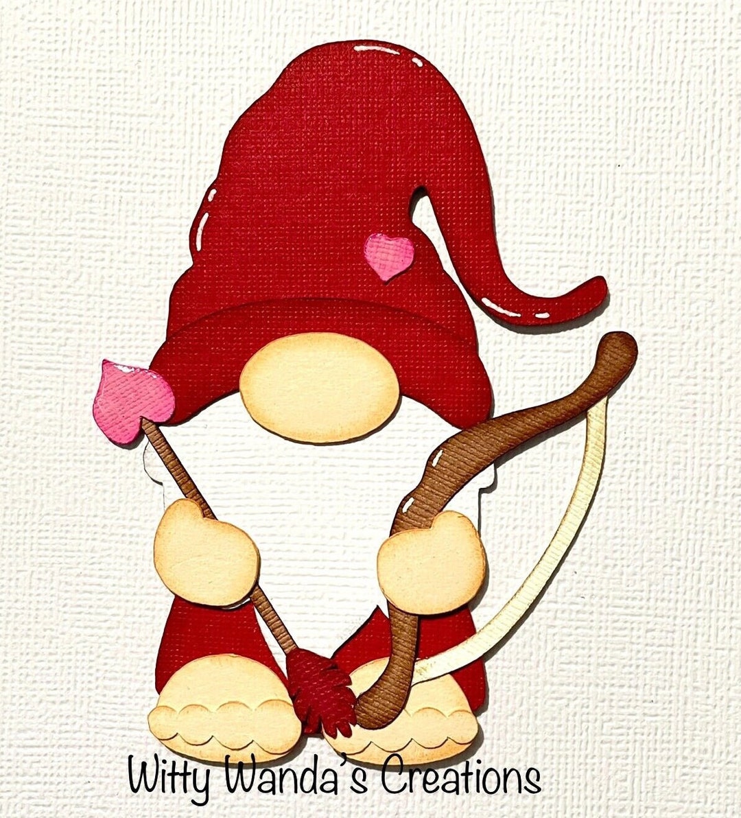 Valentine Cupid Gnome Pre-made Die Cut Embellishment Paper Piecing ...