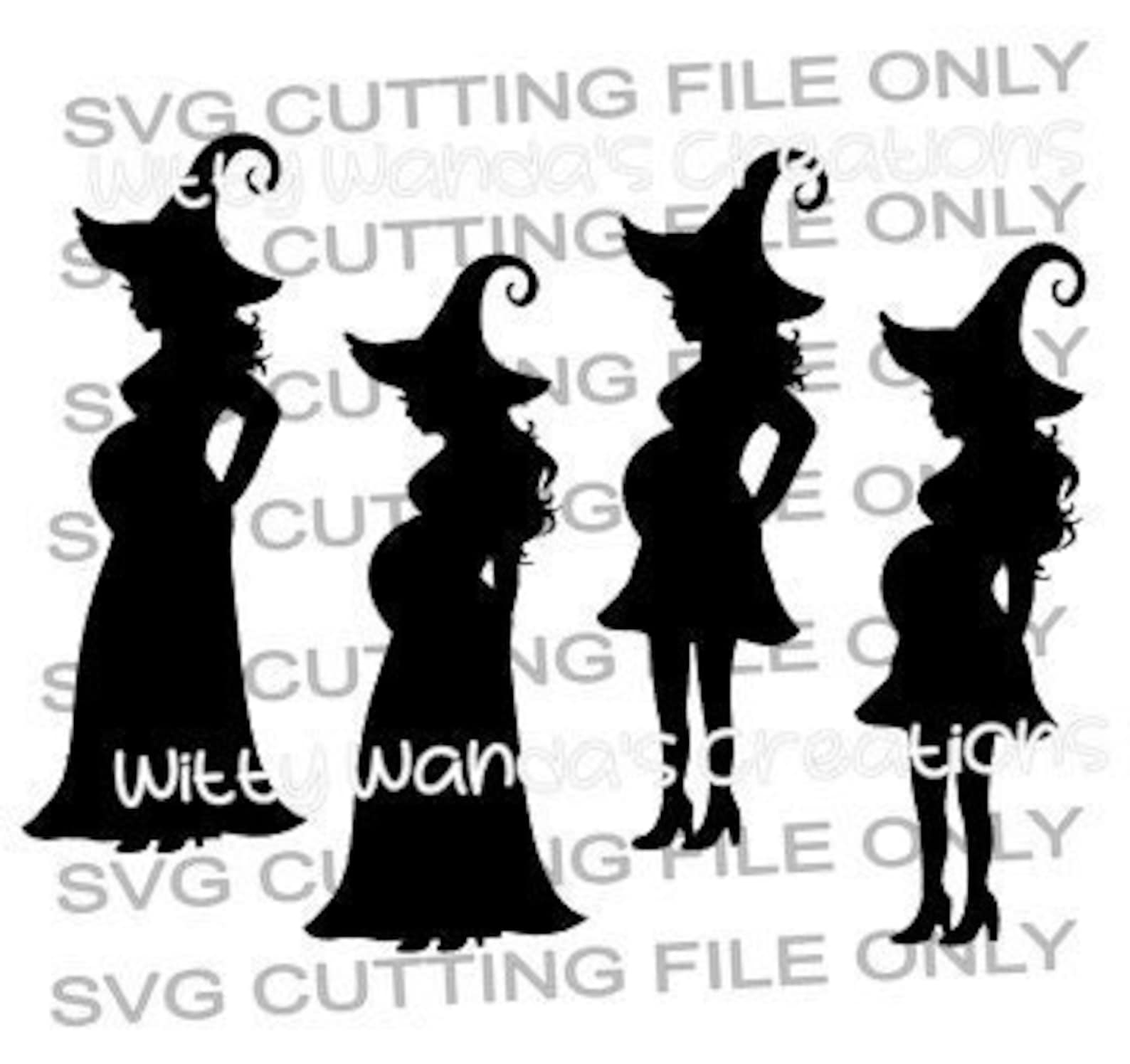Pregnant Witches SVG Cut File Halloween Baby Shower Cutting Etsy