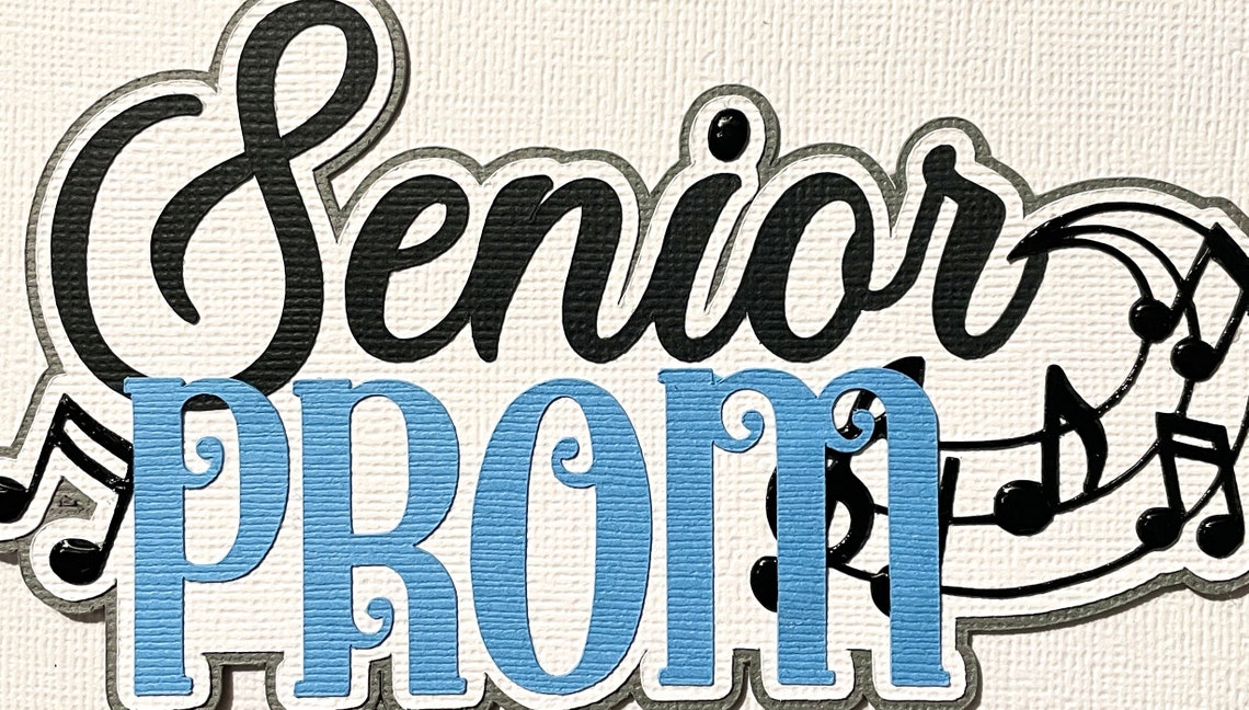 Senior Prom Title Cluster Notes Pre-made Blue Pink Embellishment Paper ...